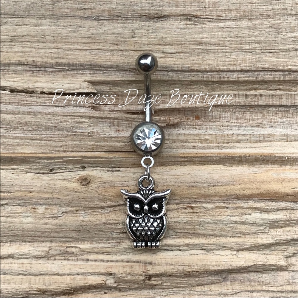 Silver Owl Belly Button‎ Ring